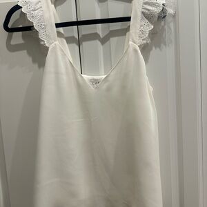 🎉 Clearance Sale! Cami NYC White silk Lace Trim strap cami blouse